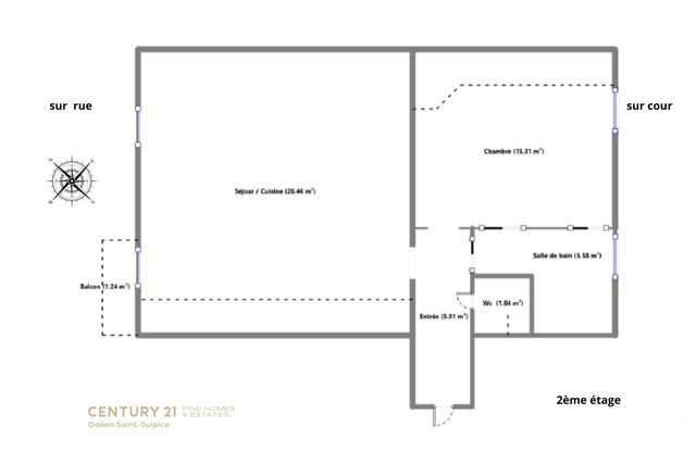 Appartement T2 à vendre - 2 pièces - 54,20 m2 - Paris - 75015 - ILE-DE-FRANCE