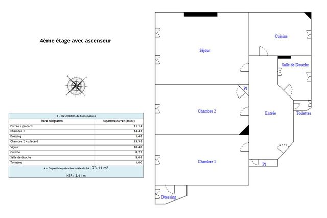 Appartement T3 à vendre - 3 pièces - 73,11 m2 - Paris - 75006 - ILE-DE-FRANCE