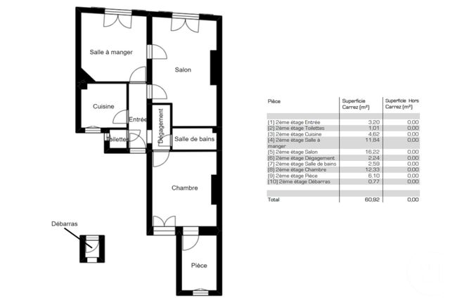 Appartement T3 à vendre - 3 pièces - 60,15 m2 - Paris - 75006 - ILE-DE-FRANCE
