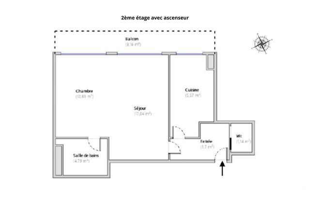 Appartement F2 à vendre - 2 pièces - 46 m2 - Paris - 75007 - ILE-DE-FRANCE