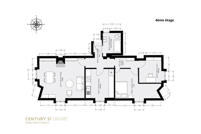 Appartement T3 à vendre - 3 pièces - 55 m2 - Paris - 75006 - ILE-DE-FRANCE