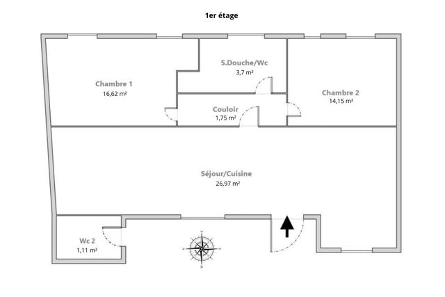 Appartement T3 à vendre - 3 pièces - 64,30 m2 - Paris - 75006 - ILE-DE-FRANCE