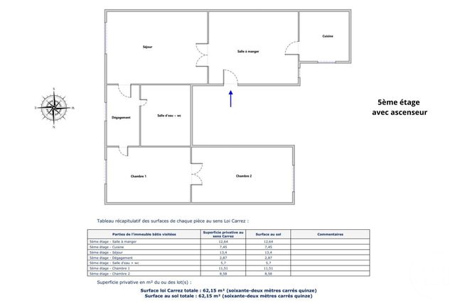 Appartement T3 &agrave; vendre - 3 pi&egrave;ces - 62,15 m2 - Paris - 75006 - ILE-DE-FRANCE