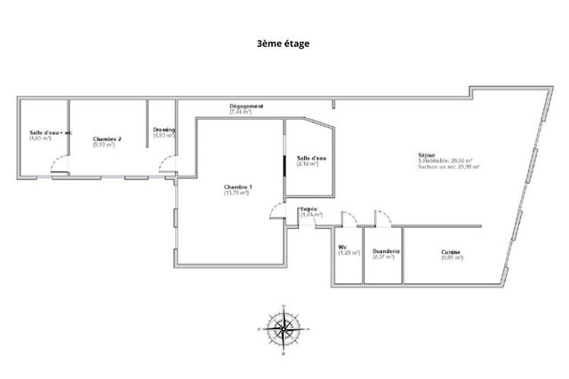 Appartement T3 à vendre - 3 pièces - 87 m2 - Paris - 75006 - ILE-DE-FRANCE